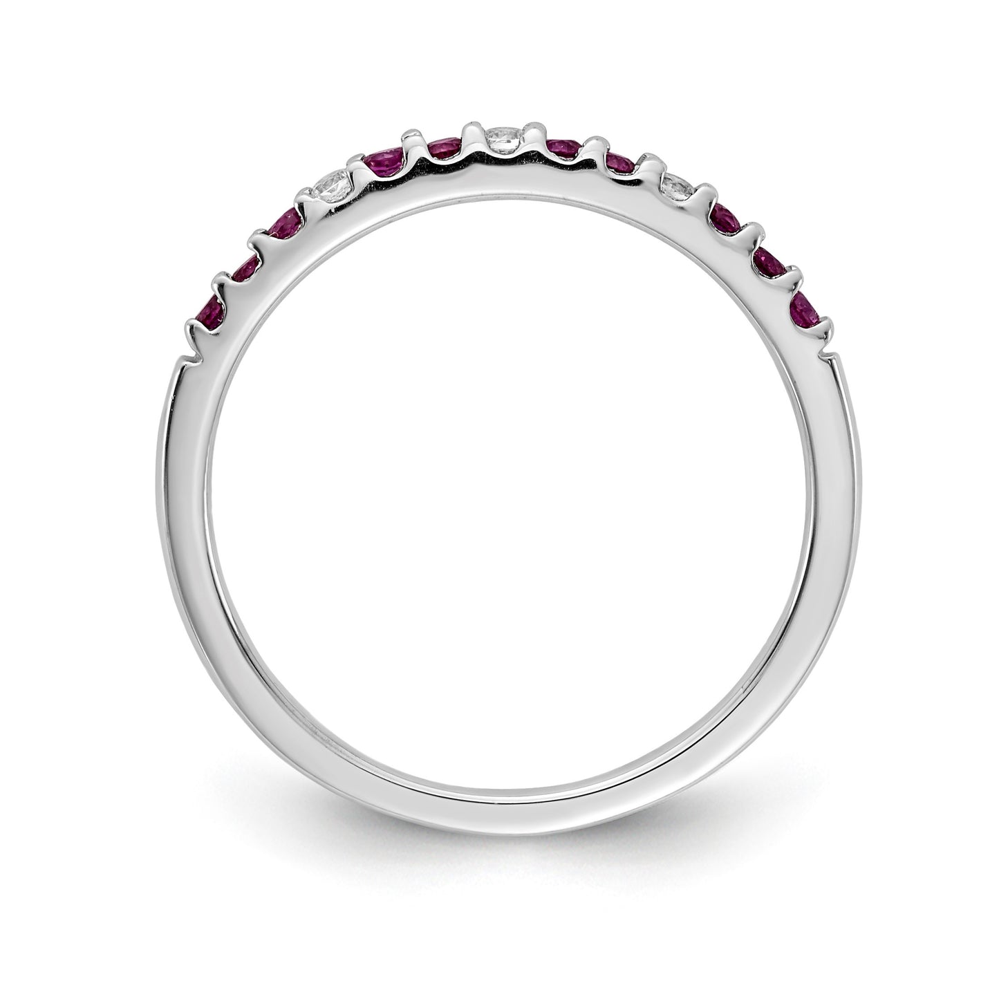 14k White Gold 1/20 carat Diamond and Ruby Band
