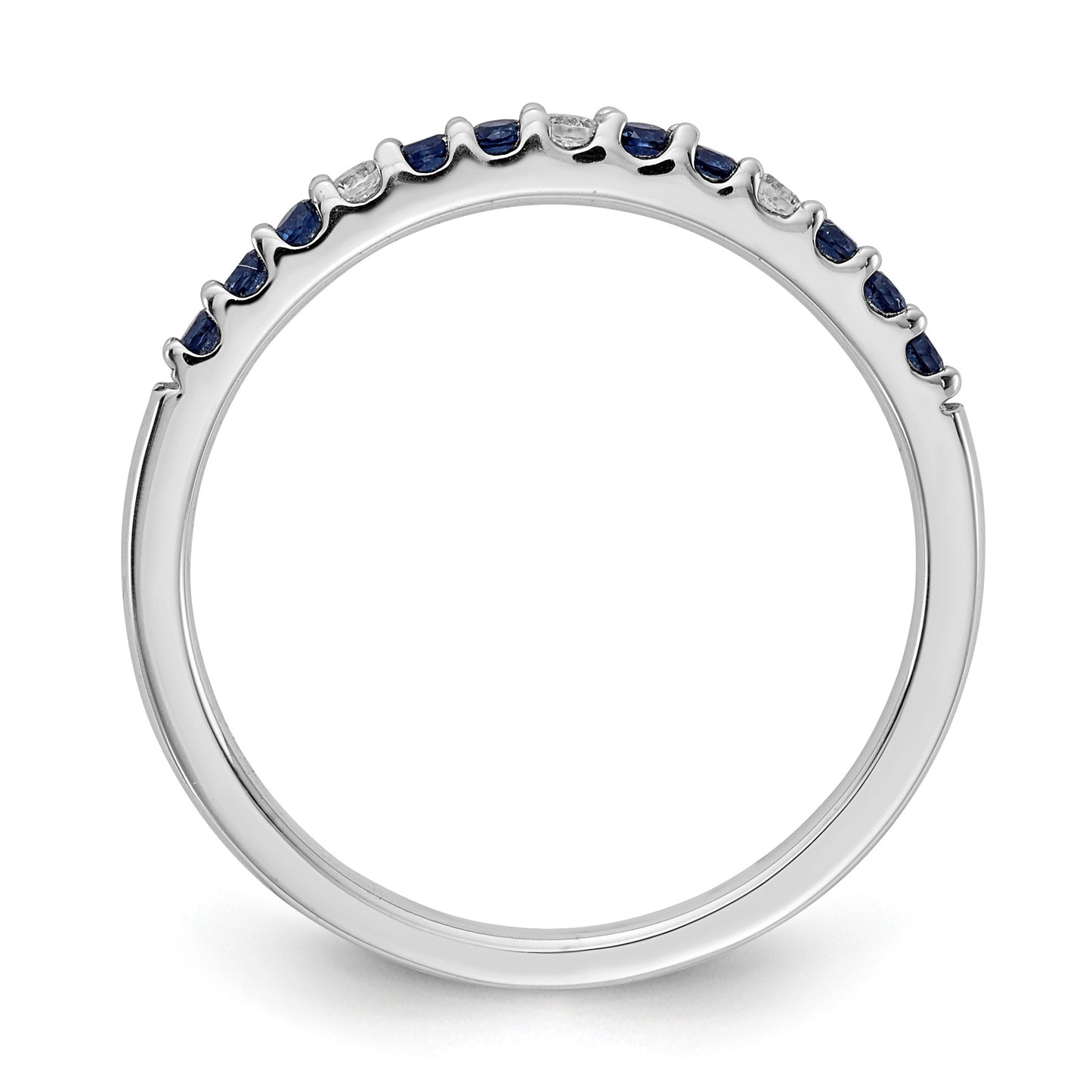 14k White Gold 1/20 carat Diamond and Blue Sapphire Band