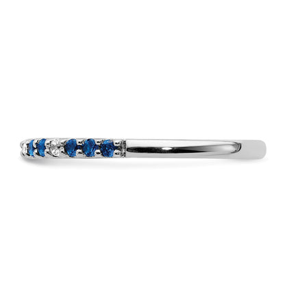 14k White Gold 1/20 carat Diamond and Blue Sapphire Band