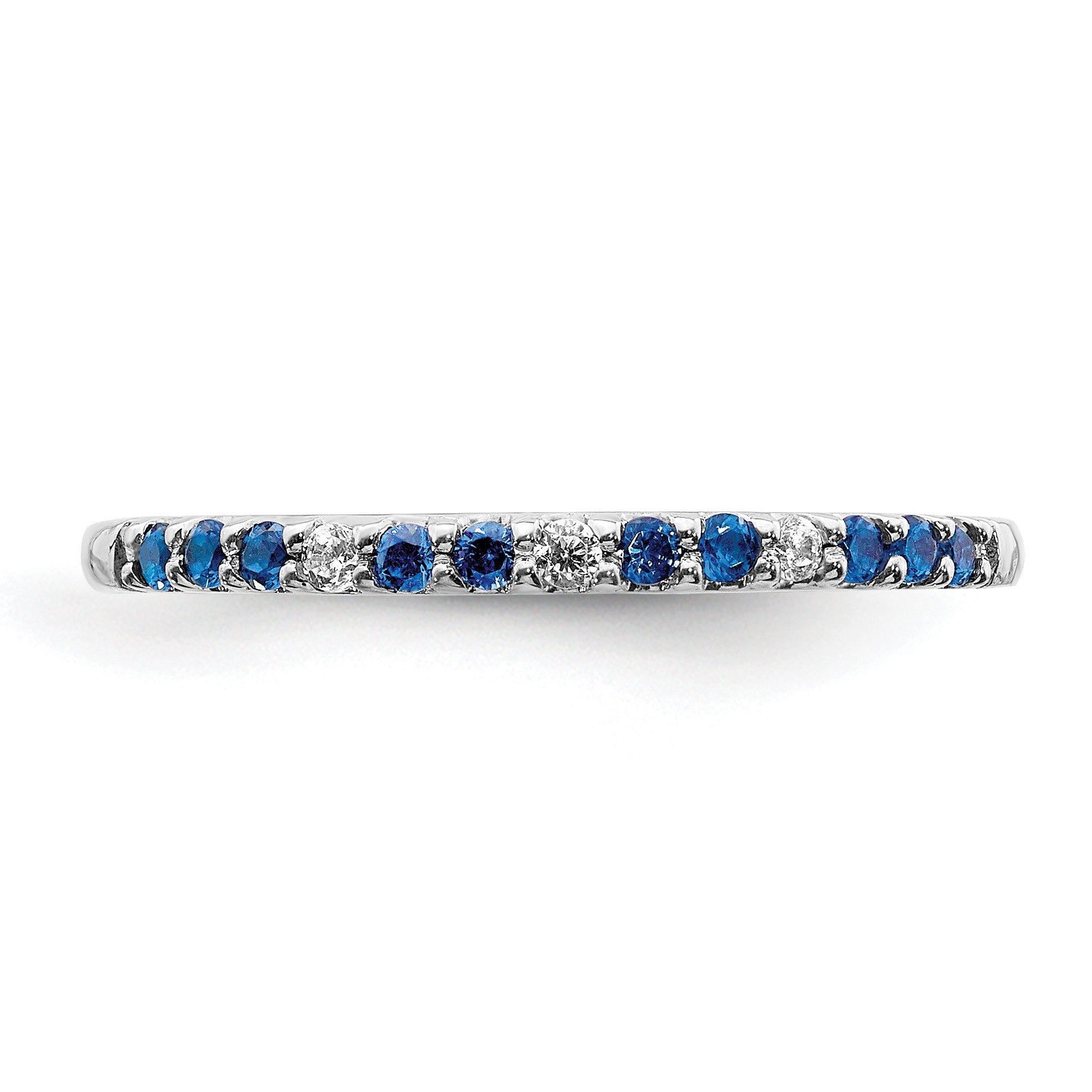 14k White Gold 1/20 carat Diamond and Blue Sapphire Band