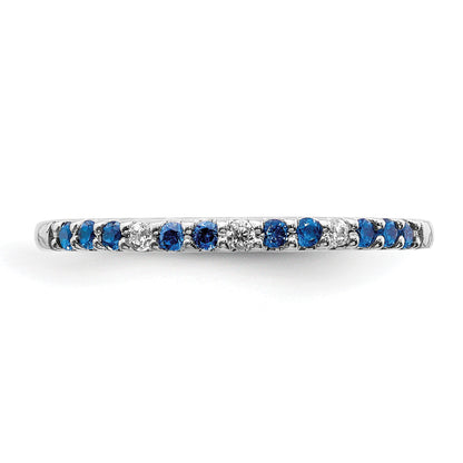 14k White Gold 1/20 carat Diamond and Blue Sapphire Band