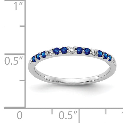 14k White Gold 1/20 carat Diamond and Blue Sapphire Band