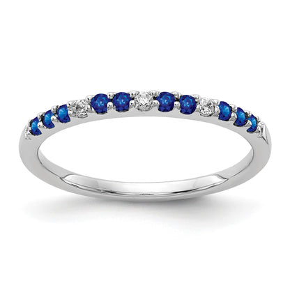14k White Gold 1/20 carat Diamond and Blue Sapphire Band