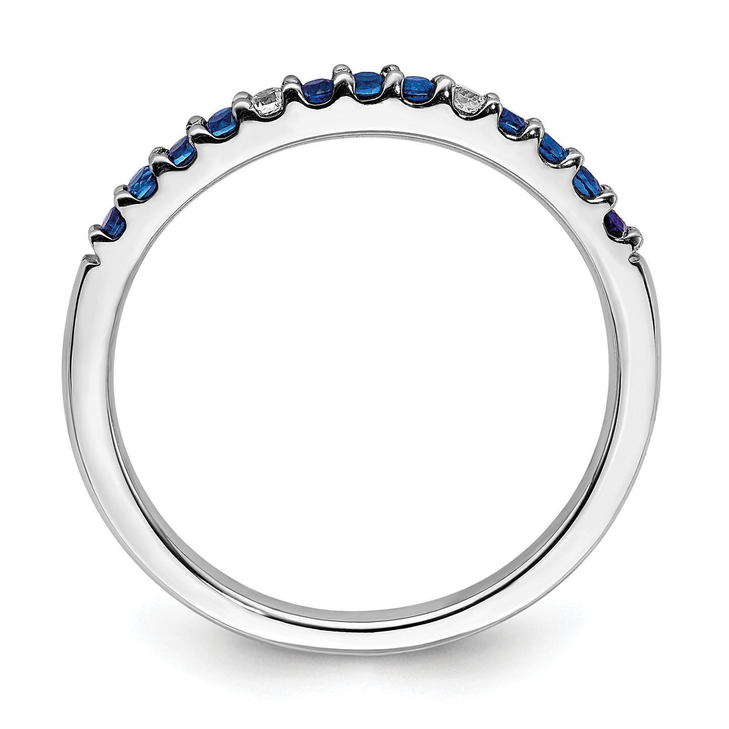 14k White Gold Diamond and Blue Sapphire Band