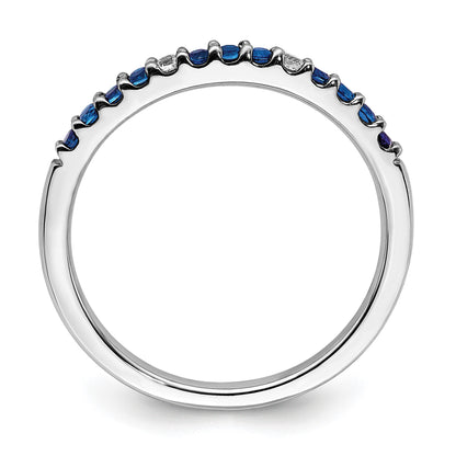 14k White Gold Diamond and Blue Sapphire Band