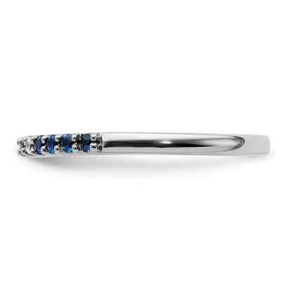 14k White Gold Diamond and Blue Sapphire Band