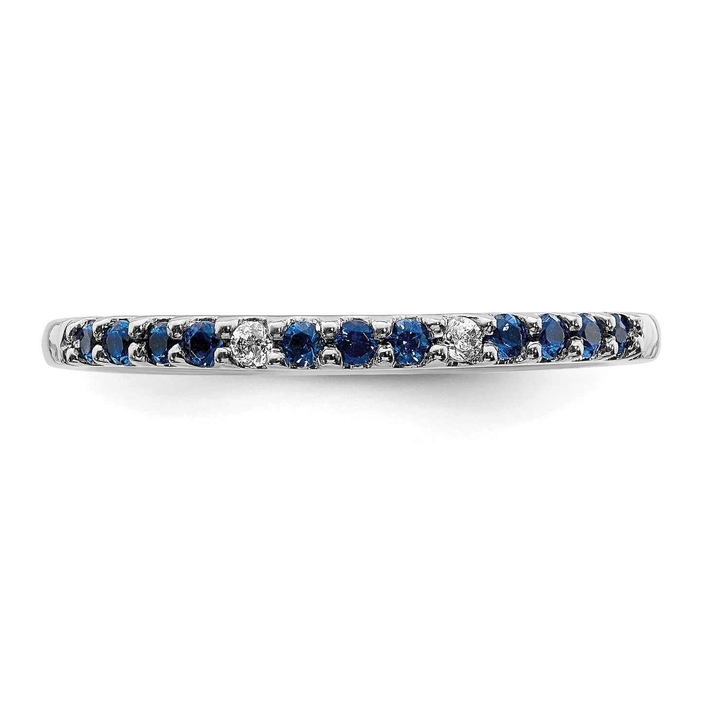 14k White Gold Diamond and Blue Sapphire Band