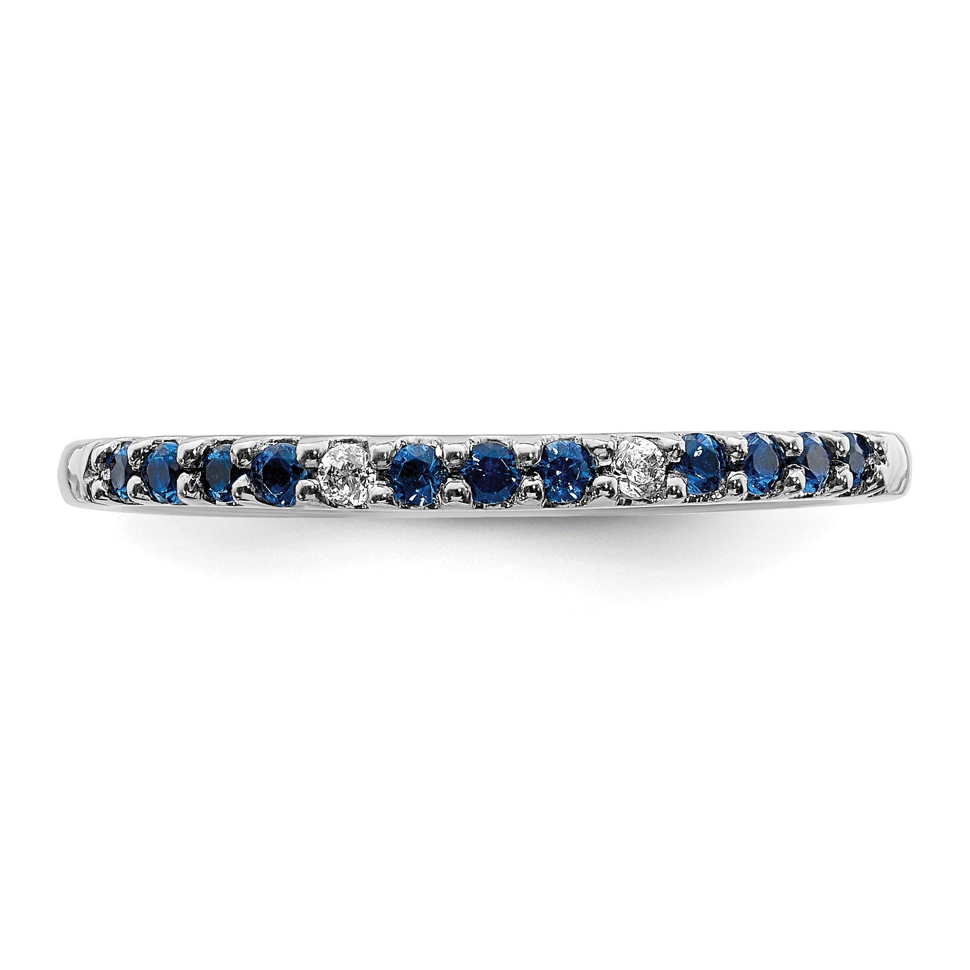 14k White Gold Diamond and Blue Sapphire Band