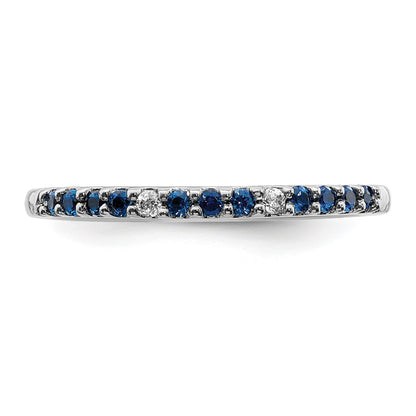 14k White Gold Diamond and Blue Sapphire Band