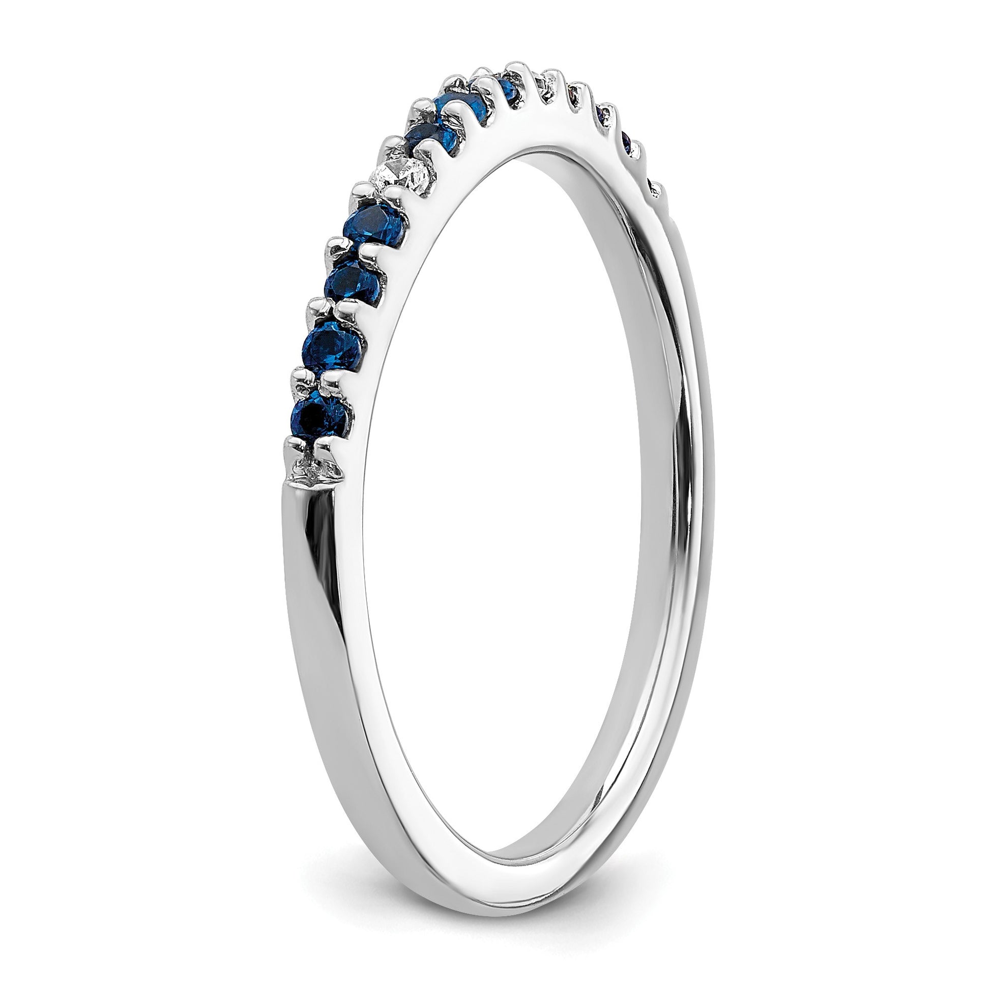 14k White Gold Diamond and Blue Sapphire Band