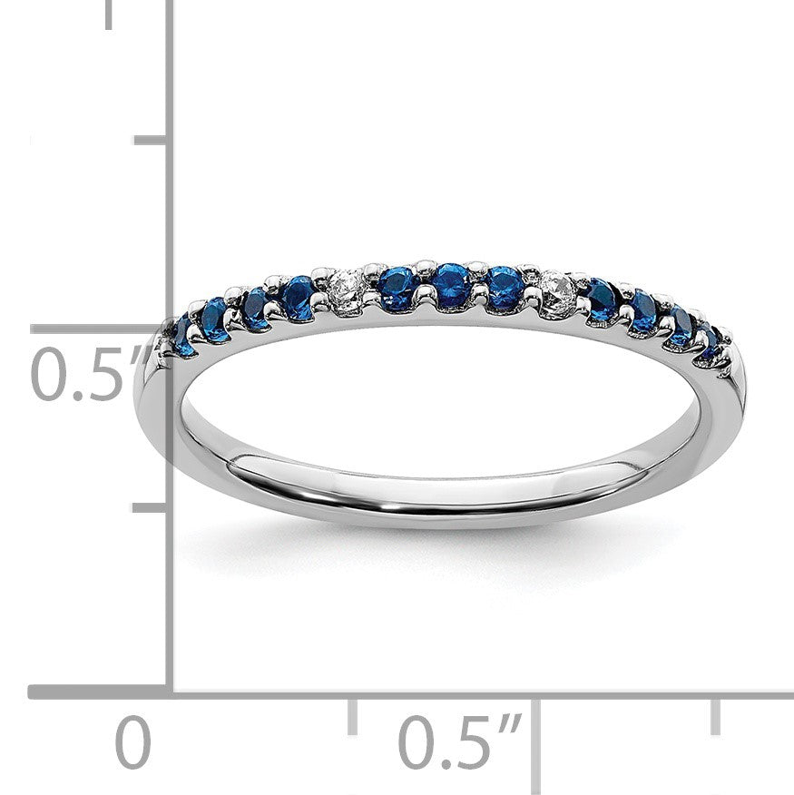 14k White Gold Diamond and Blue Sapphire Band