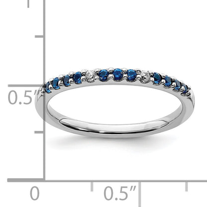 14k White Gold Diamond and Blue Sapphire Band
