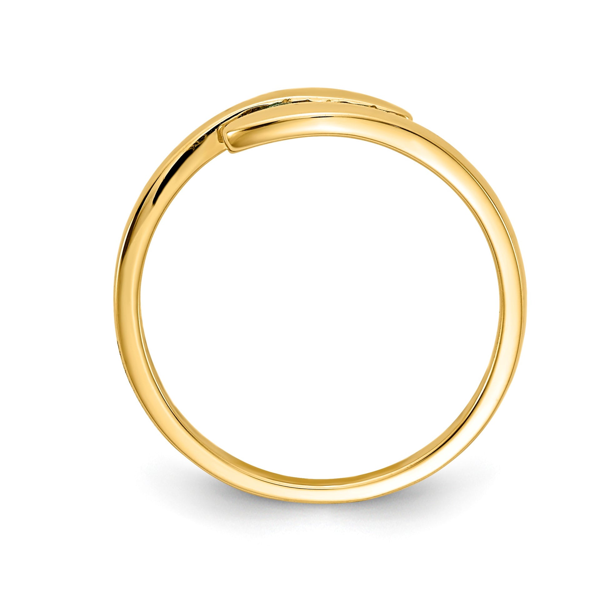 14k Emerald and Diamond 3-stone Bypass Ring