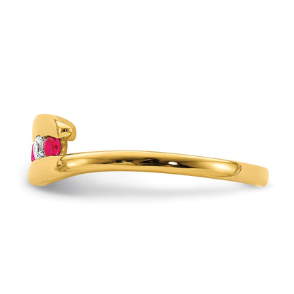 14k Ruby and Diamond 3-stone Bypass Ring