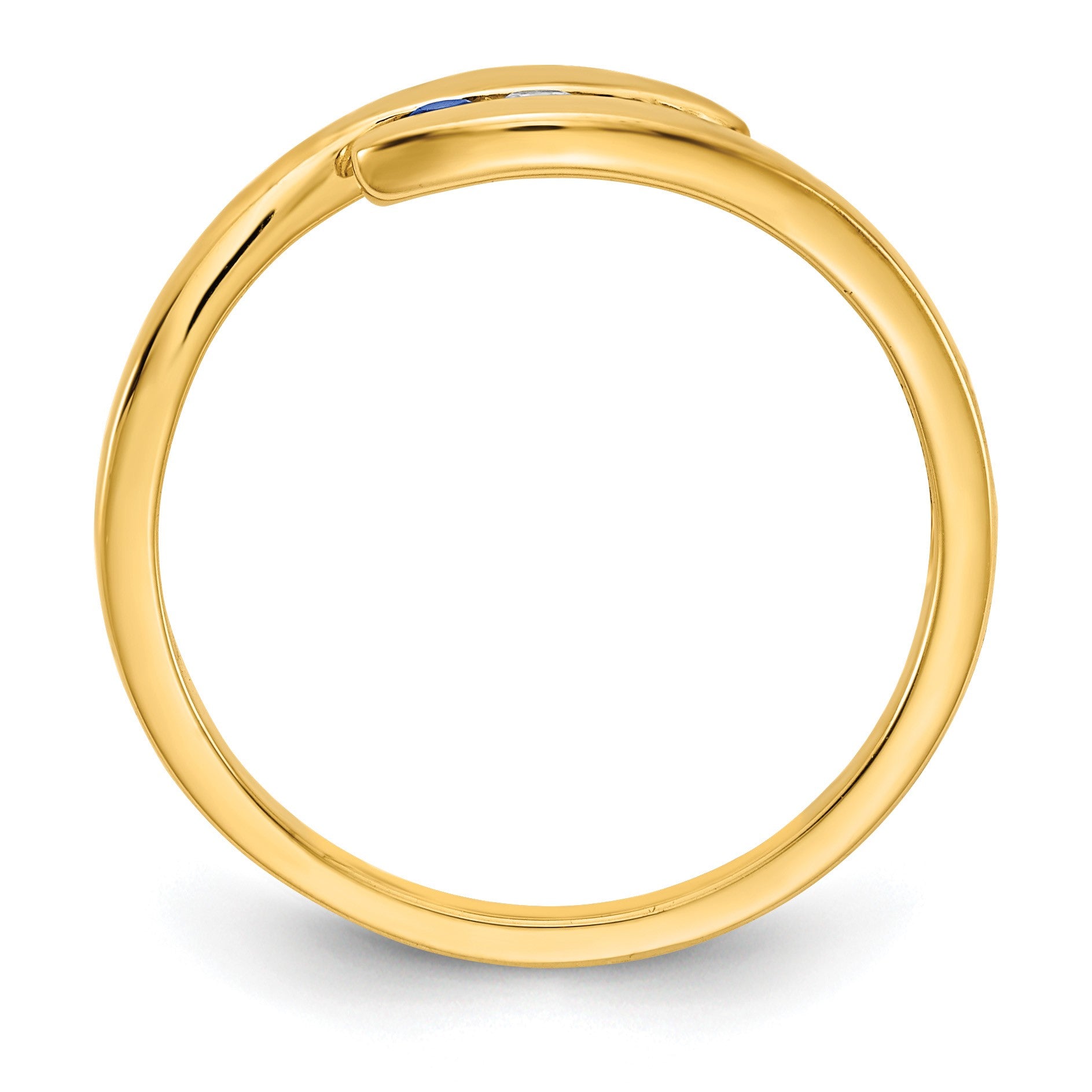 14k Blue Sapphire and Diamond 3-stone Bypass Ring