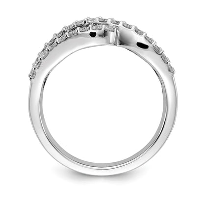 14k White Gold Baguette Ruby and 5/8 carat Diamond Bypass Ring