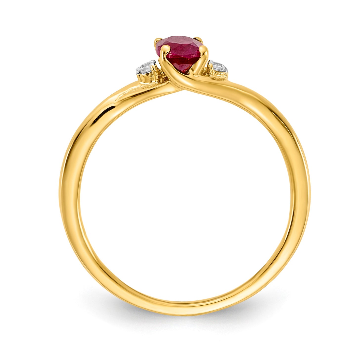 14k Diamond and 6x4mm Oval Ruby Ring