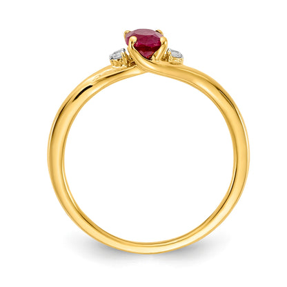 14k Diamond and 6x4mm Oval Ruby Ring