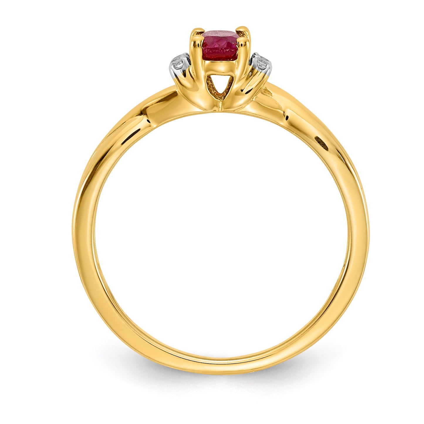 14k 1/20 carat Diamond and 6x4mm Oval Ruby Ring