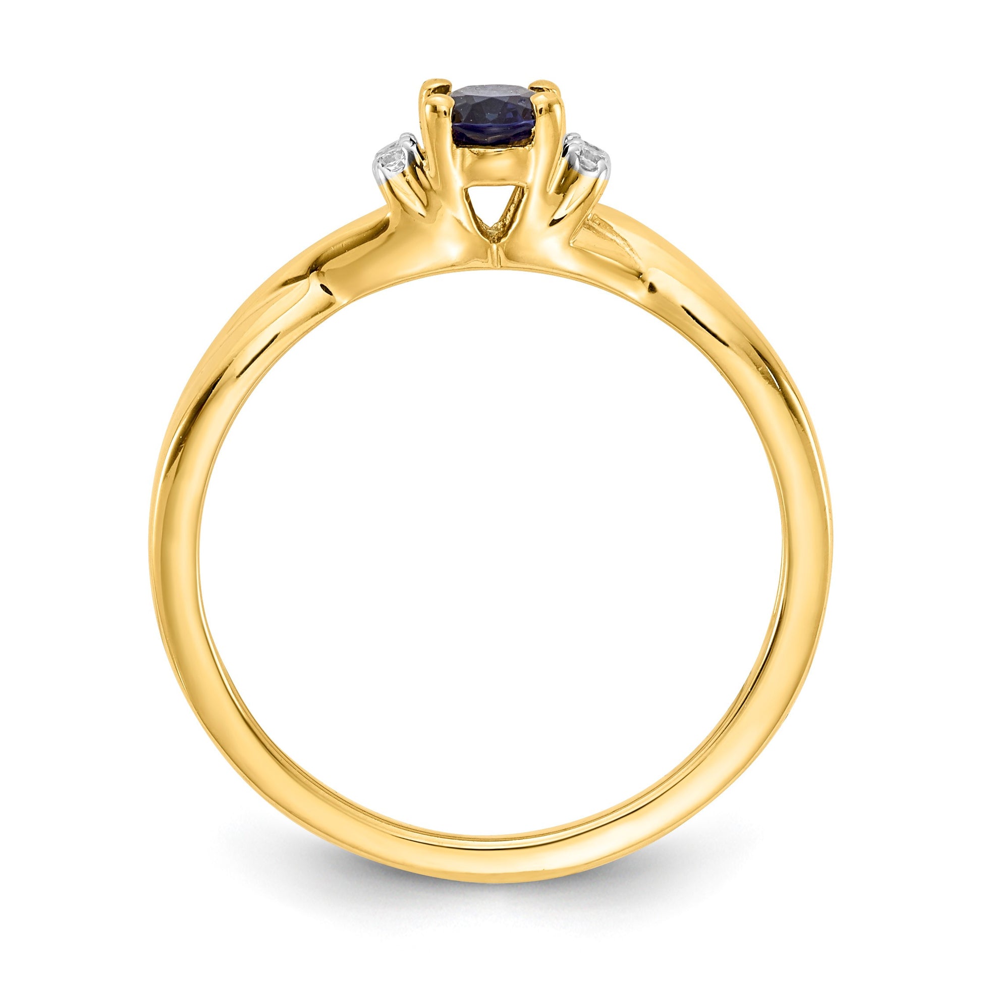 14k 1/20 carat Diamond and 6x4mm Oval Blue Sapphire Ring