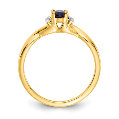 14k 1/20 carat Diamond and 6x4mm Oval Blue Sapphire Ring