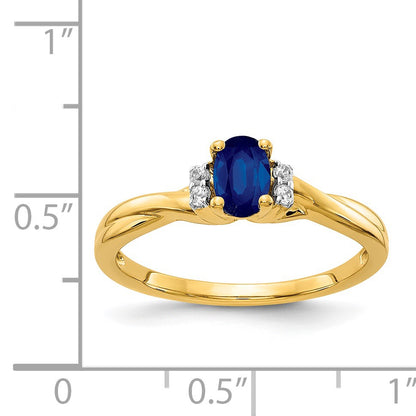 14k 1/20 carat Diamond and 6x4mm Oval Blue Sapphire Ring