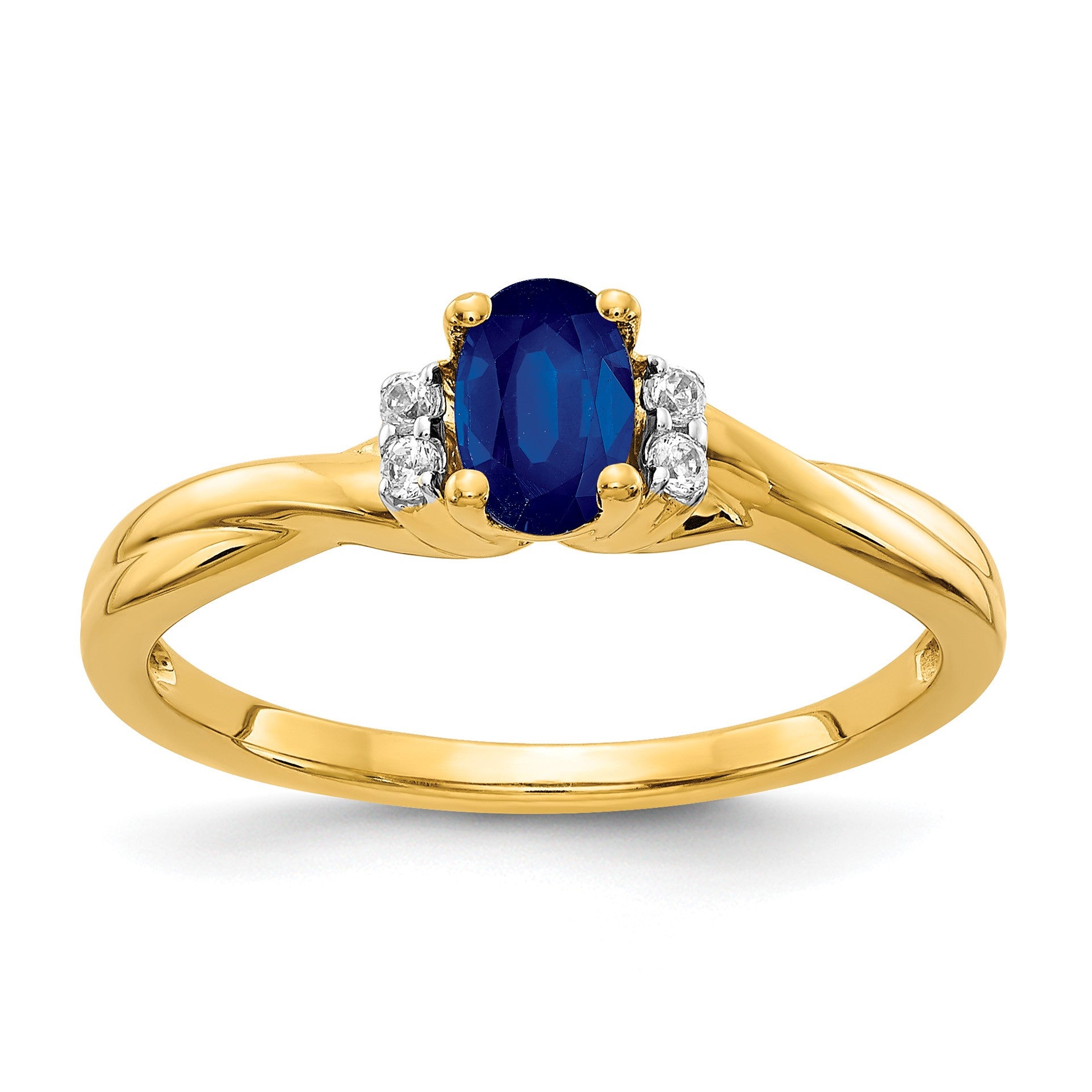 14k 1/20 carat Diamond and 6x4mm Oval Blue Sapphire Ring