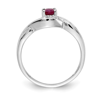 14k White Gold 5x4mm Oval Composite Ruby and 1/15 carat Diamond Ring