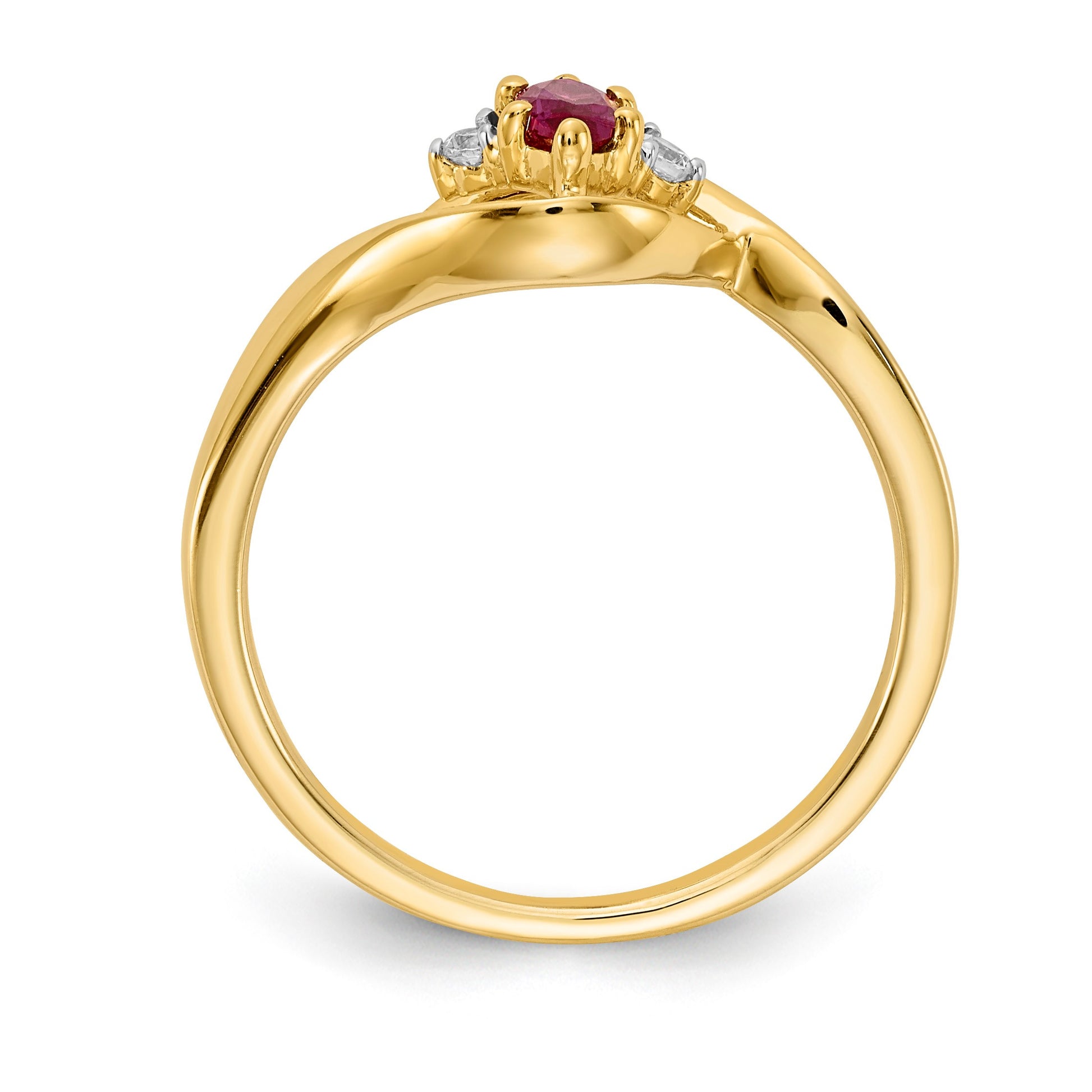 14k 1/20 carat Diamond and 6x3mm Marquise Ruby Ring