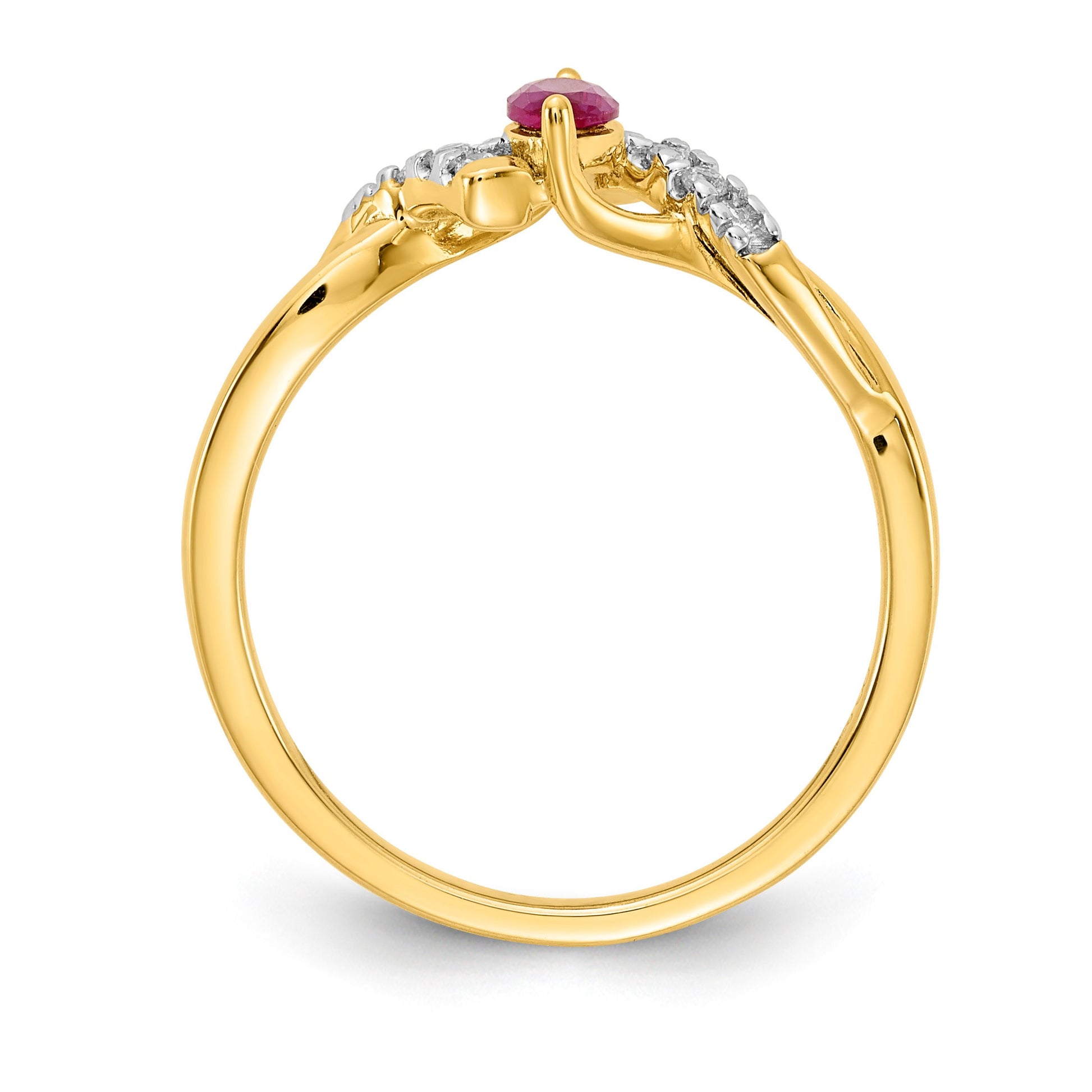 14k 1/20 carat Diamond and 6x3mm Marquise Ruby Ring