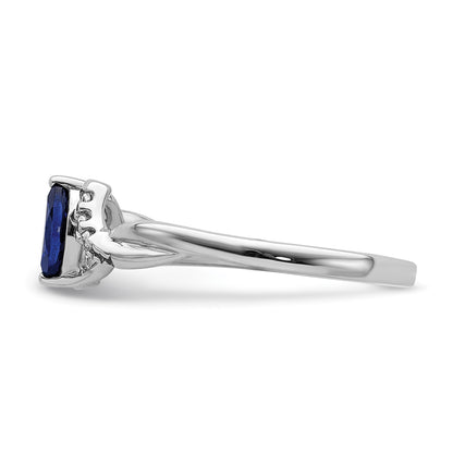 14k White Gold 1/20 carat Diamond and 6x3mm Marquise Blue Sapphire Ring