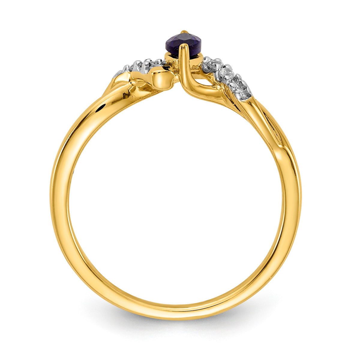 14k 1/20 carat Diamond and 6x3mm Marquise Blue Sapphire Ring