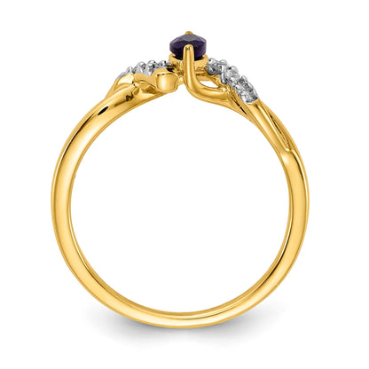14k 1/20 carat Diamond and 6x3mm Marquise Blue Sapphire Ring