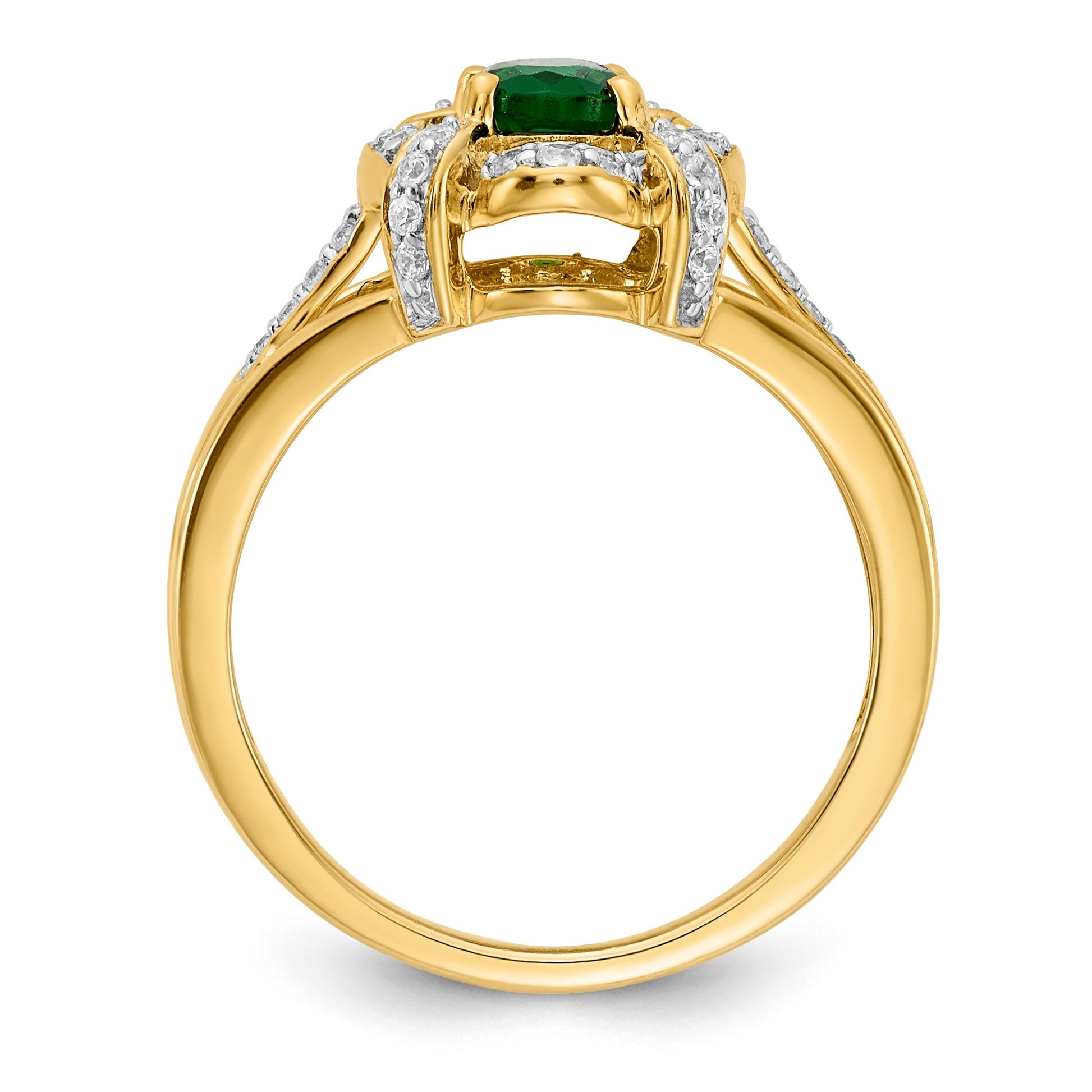 14k 1/5 carat Diamond and 7x5mm Oval Emerald Halo Ring