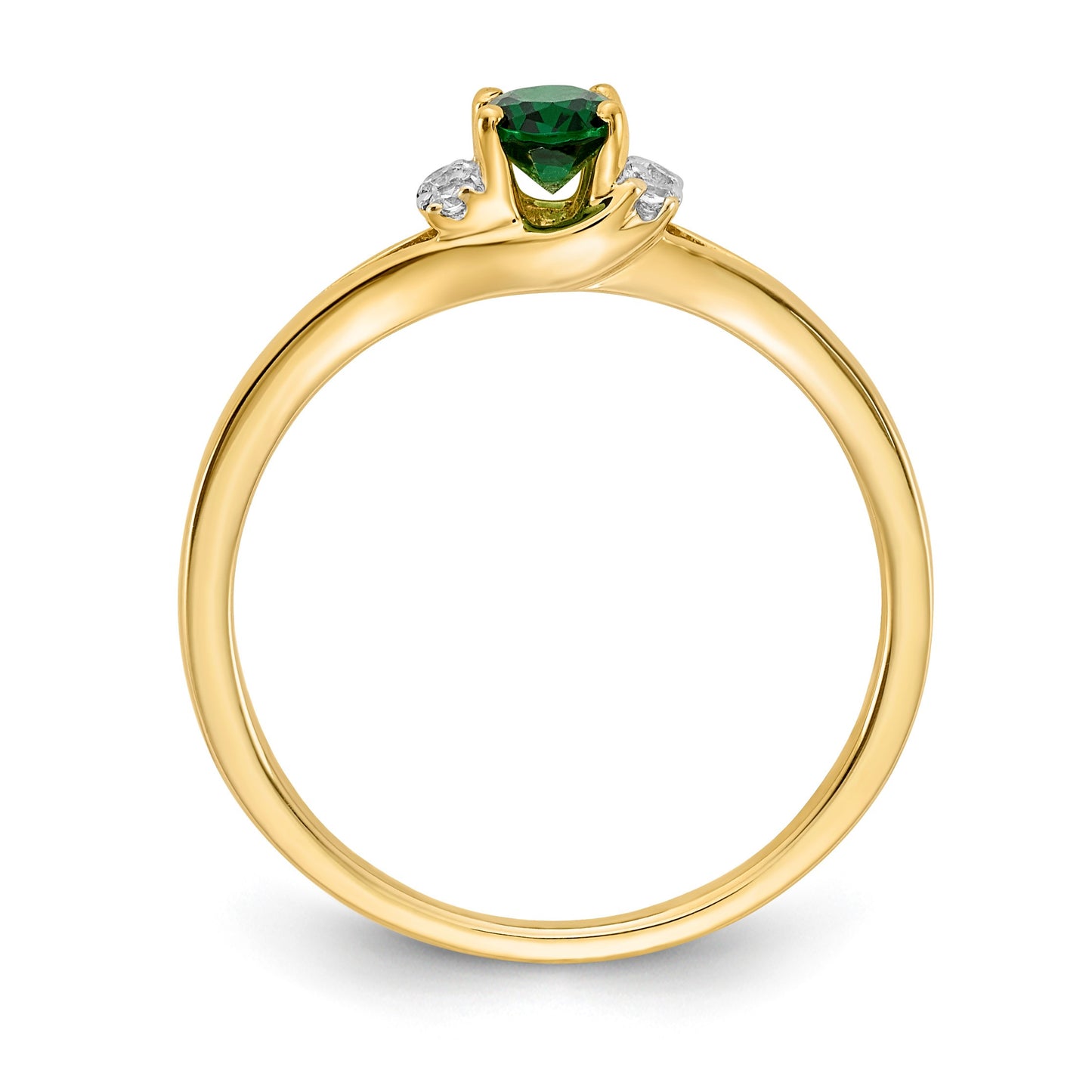 14k 1/15 carat Diamond and 6x4mm Oval Emerald Ring