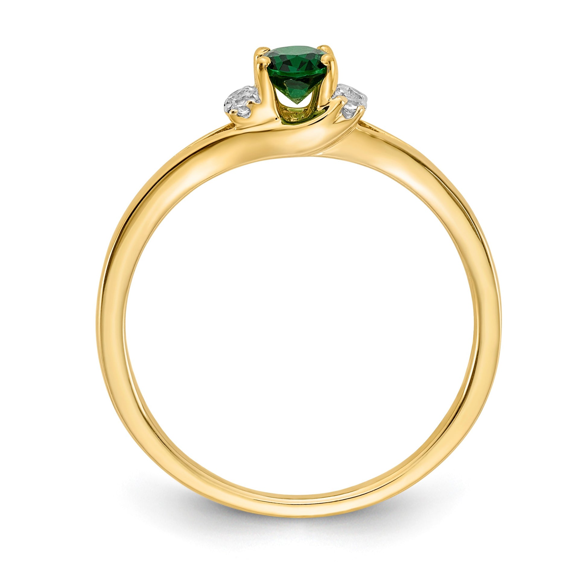 14k 1/15 carat Diamond and 6x4mm Oval Emerald Ring