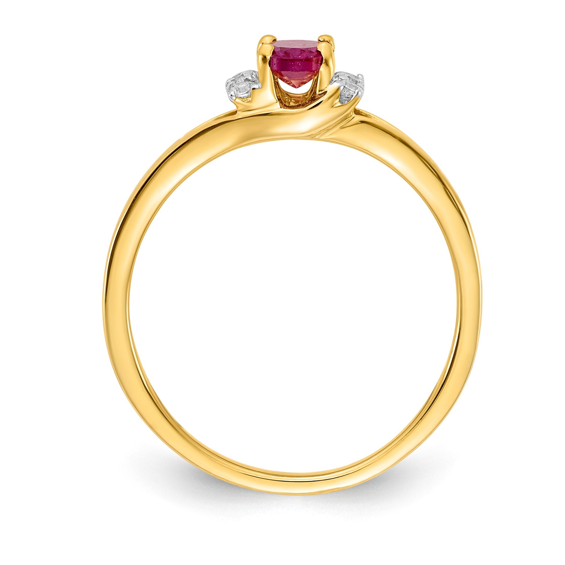 14k 1/15 carat Diamond and 6x4mm Oval Ruby Ring