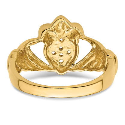 14k Polished .06ct. Diamond Mens Claddagh Ring Mounting