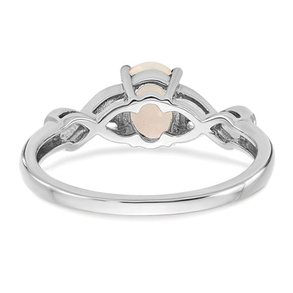 14k White Gold 7x5mm Oval Lab-Created Opal and 1/20 carat Diamond Ring