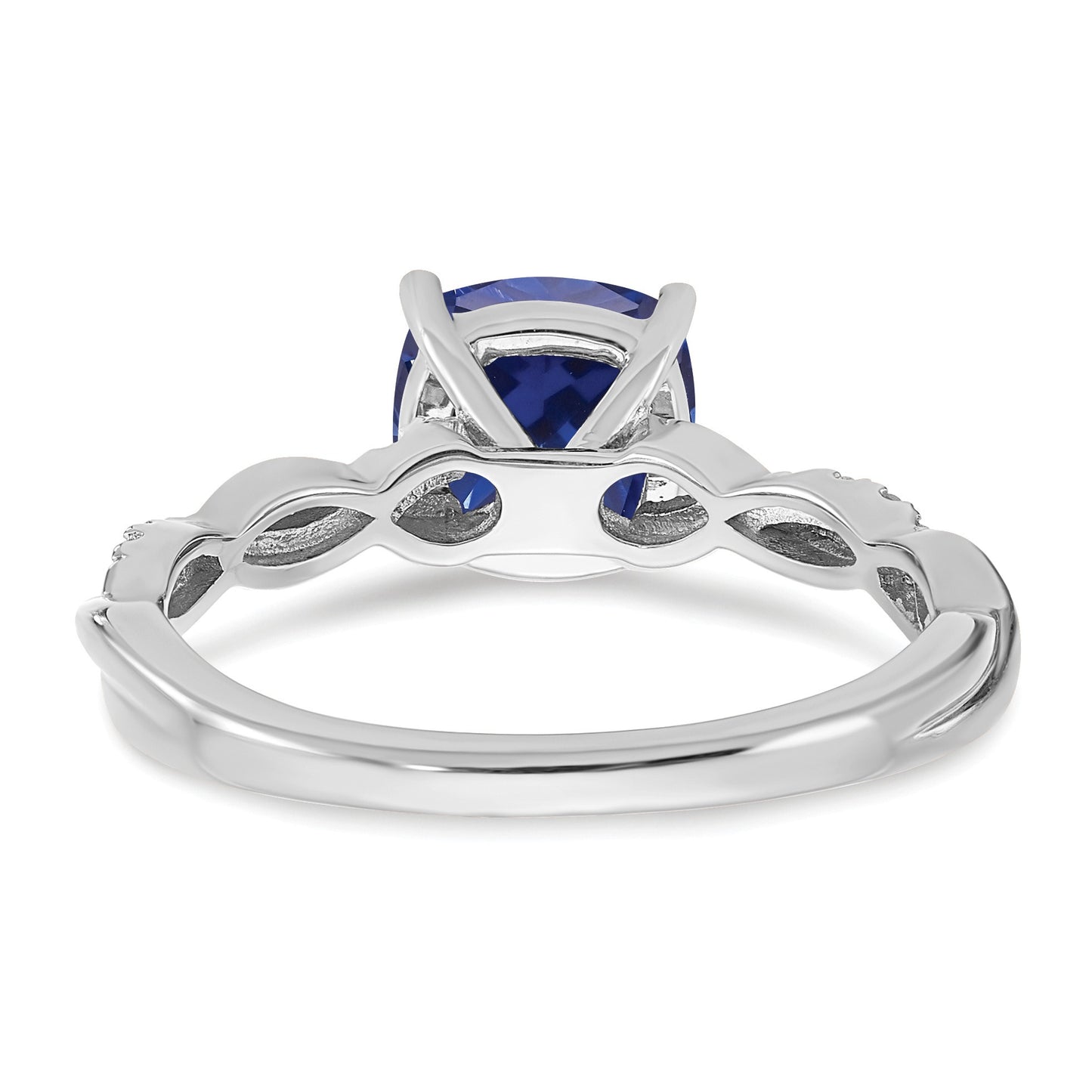 Sterling Silver Rhodium-plated Created Sapphire and Diamond Ring