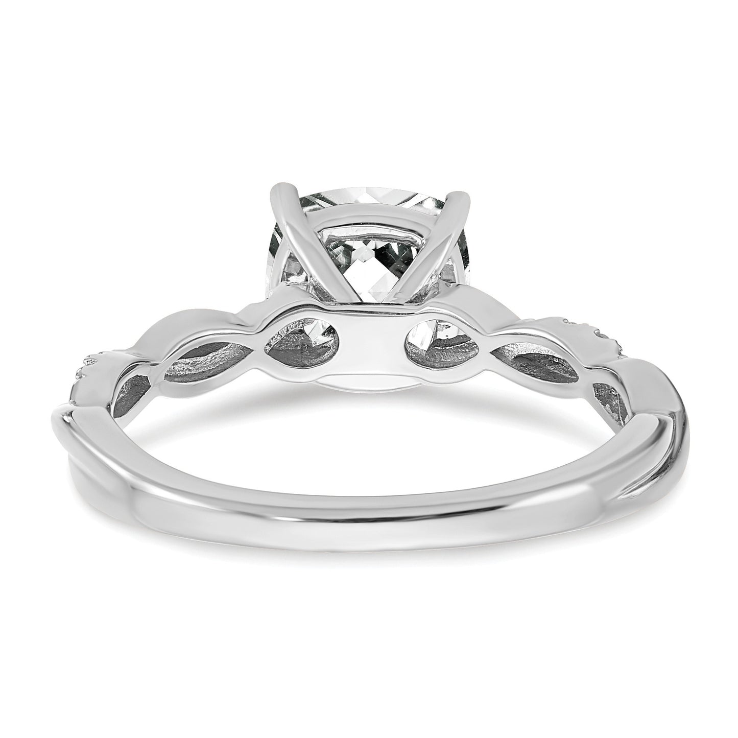 Sterling Silver Rhodium-plated White Topaz and Diamond Ring