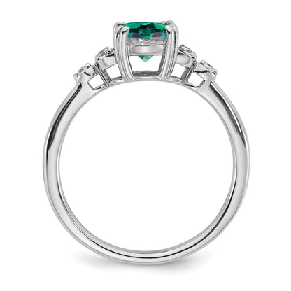 Sterling Silver Rhodium-plated Created Alexandrite and Diamond Ring
