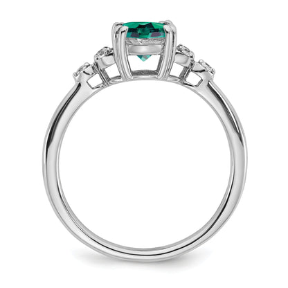 Sterling Silver Rhodium-plated Created Alexandrite and Diamond Ring