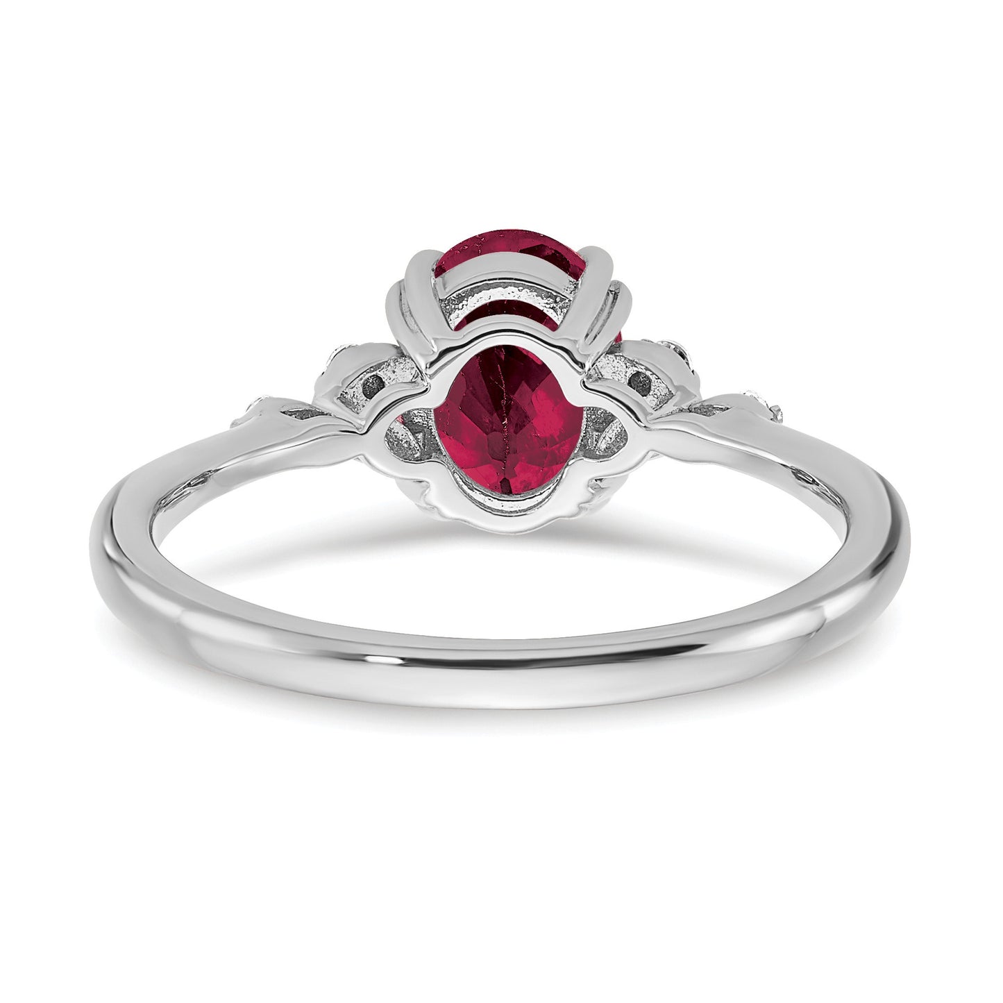 Sterling Silver Rhodium-plated Created Ruby and Diamond Ring