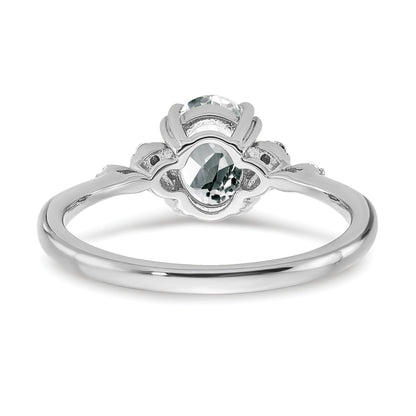 Sterling Silver Rhodium-plated White Topaz and Diamond Ring