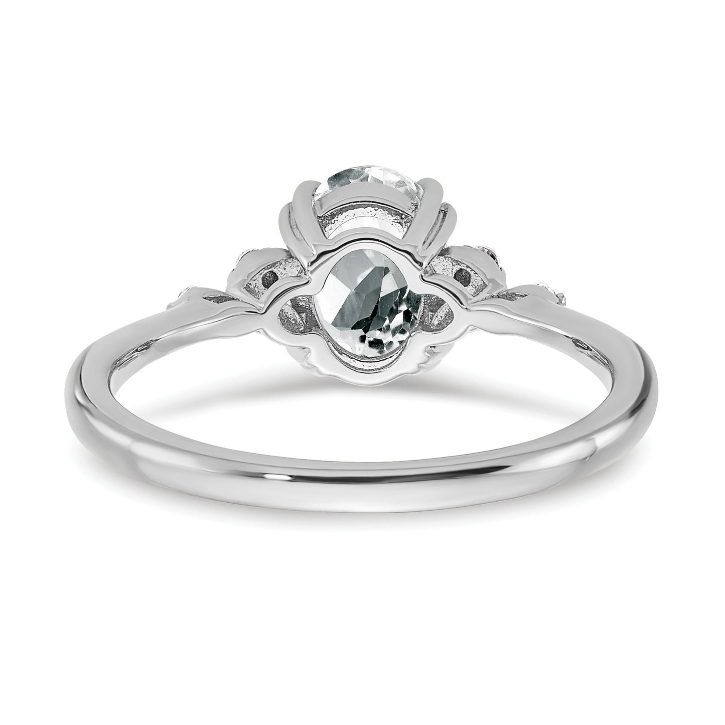 Sterling Silver Rhodium-plated White Topaz and Diamond Ring