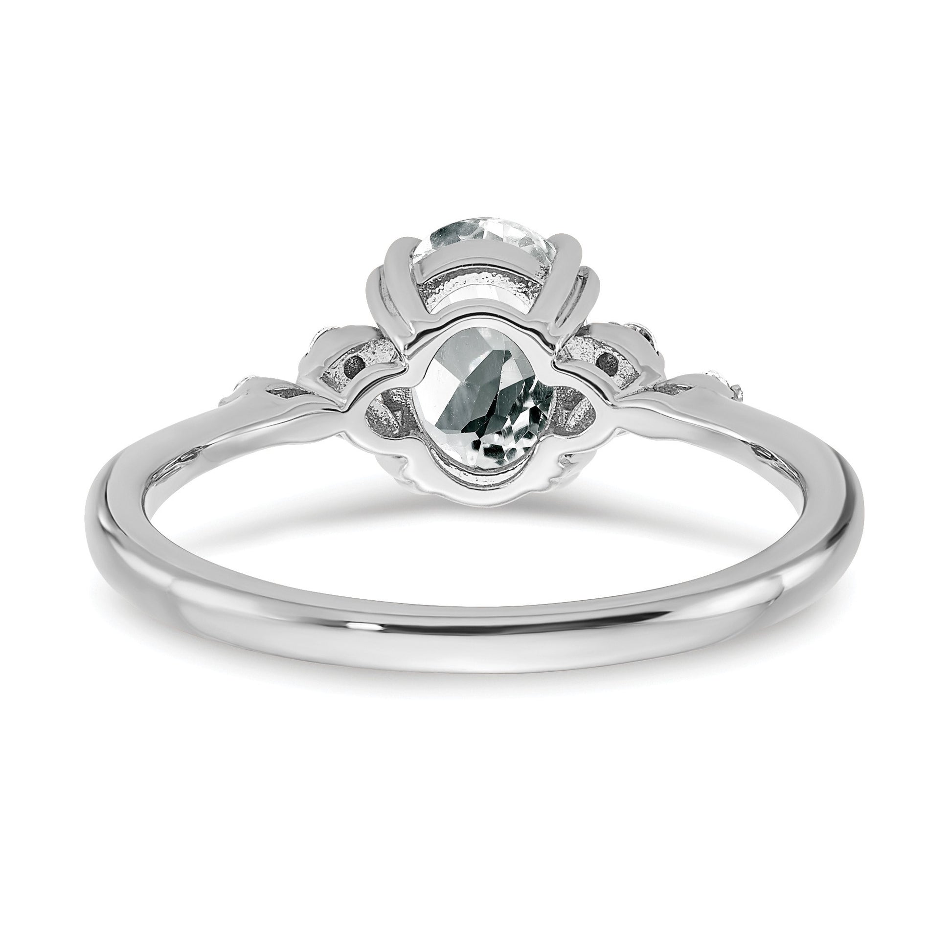 Sterling Silver Rhodium-plated White Topaz and Diamond Ring