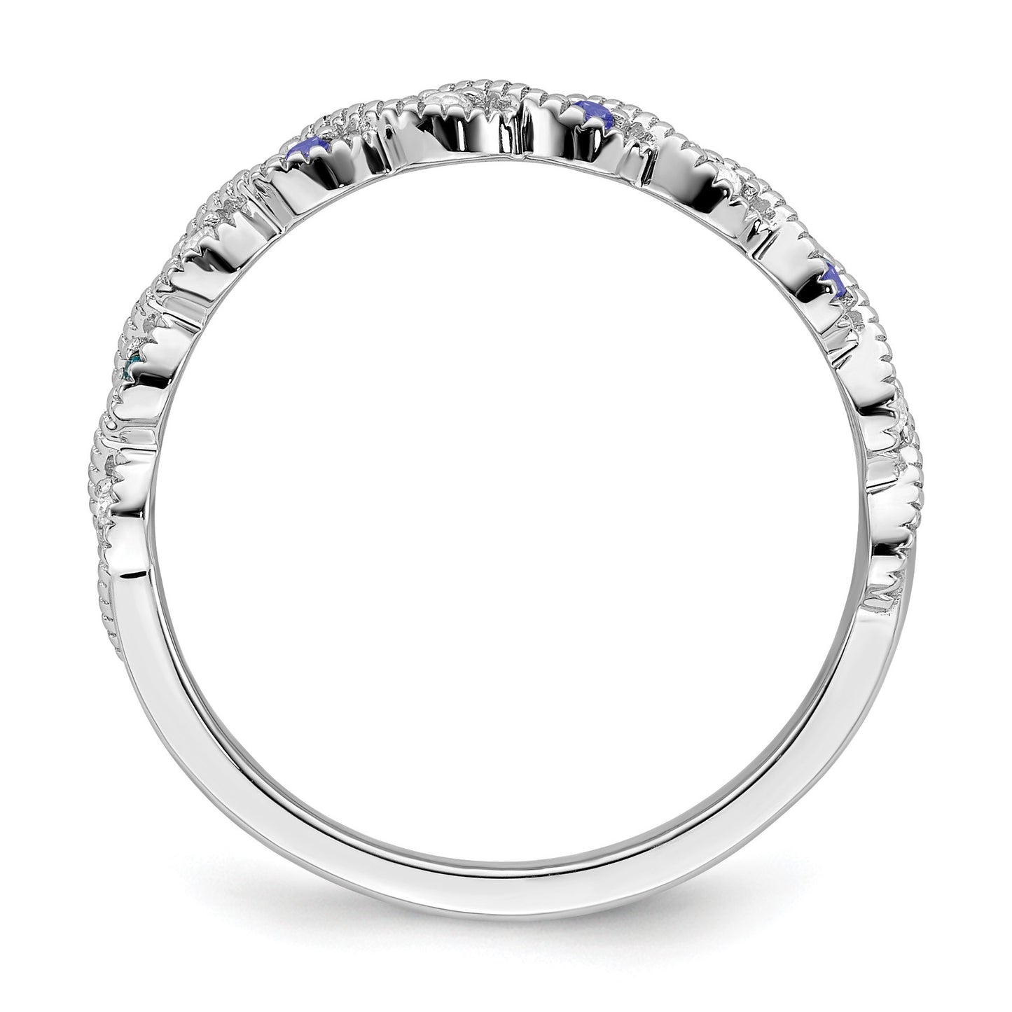 14k White Gold 1/15 carat Diamond and Tanzanite Twist Band
