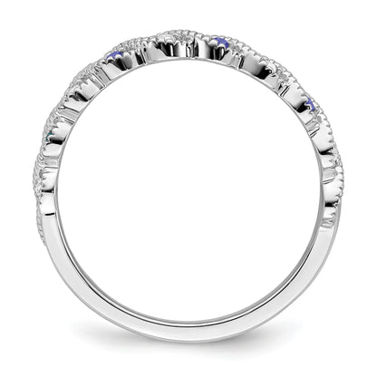 14k White Gold 1/15 carat Diamond and Tanzanite Twist Band
