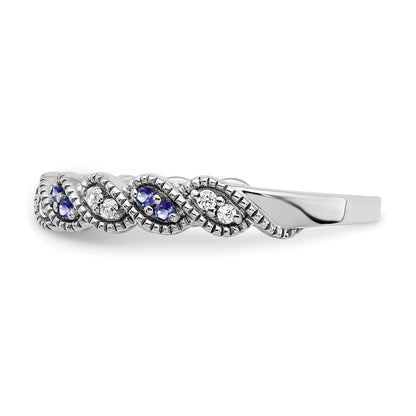 14k White Gold 1/15 carat Diamond and Tanzanite Twist Band
